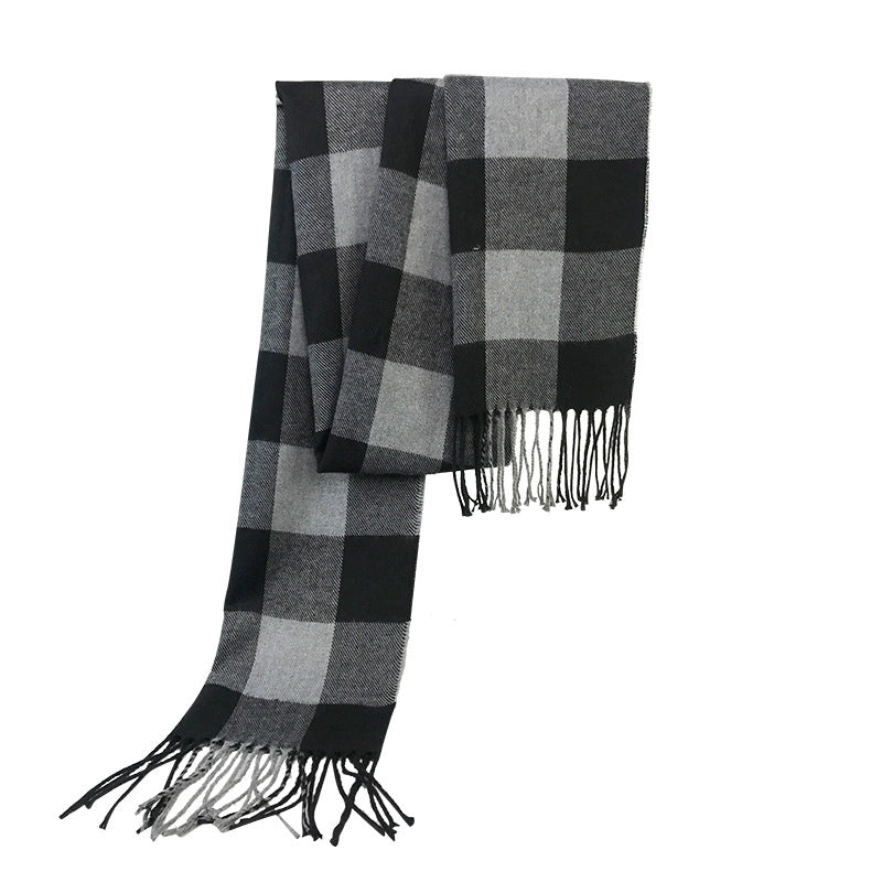 Autumn And Winter New Tassel Men's Scarf Double-sided Cashmere Scarf Long Tassel Warm Lovers Scarf