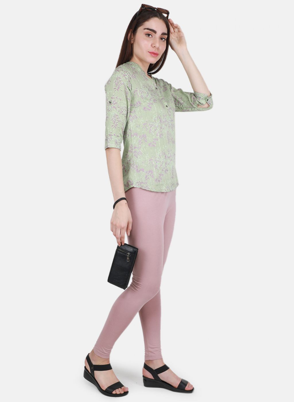 Women Light Pink Solid Legging