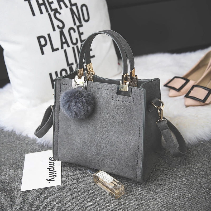 Hot Bag Women's New Frosted Women's Bag Fur Ball Women's One-shoulder Crossbody Handbag Women Bags
