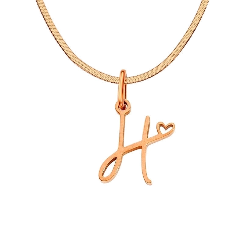 Stainless Steel Titanium Steel 14K Gold Plated Minimalist Plating Letter Heart Shape Pendant Necklace