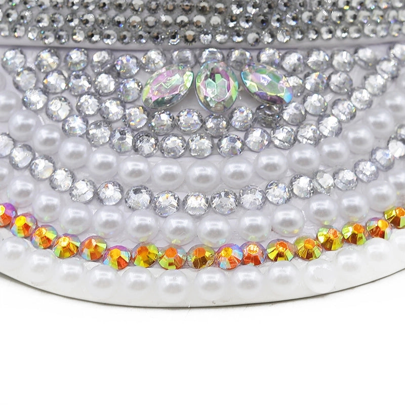 Women's Fashion Letter Rhinestone Curved Eaves Military Hat