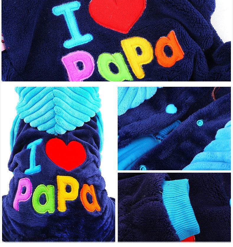 Letter Printed Warm Puppy Coat