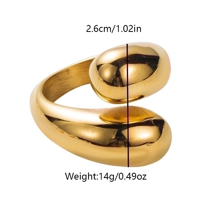 304 Stainless Steel 14K Gold Plated Retro Classic Style Plating Geometric Water Droplets Open Rings
