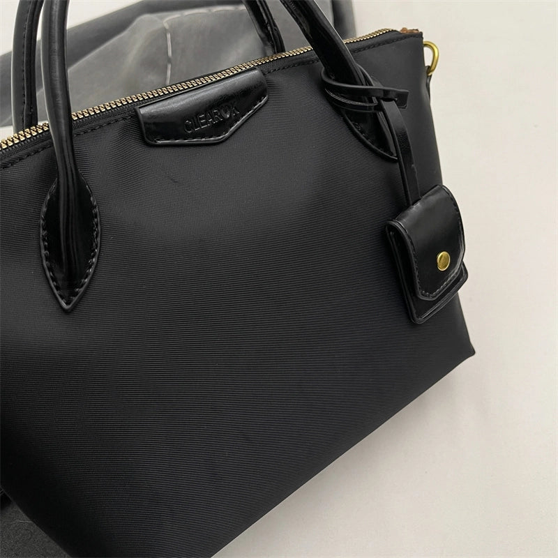 Women's Nylon Solid Color Classic Style Square Zipper Crossbody Bag