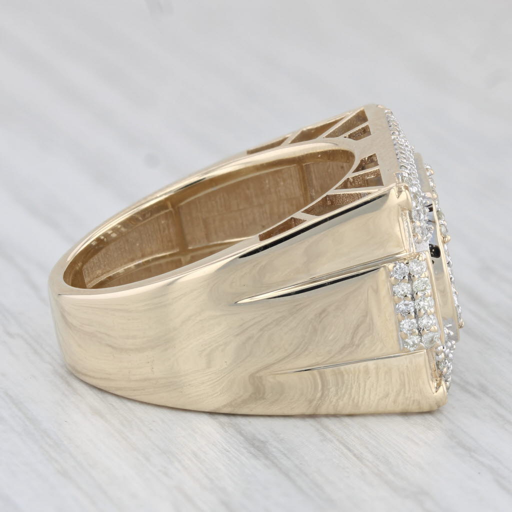 1.25ctw Large Diamond Cluster Ring 10k Yellow Gold Size 10 Men's