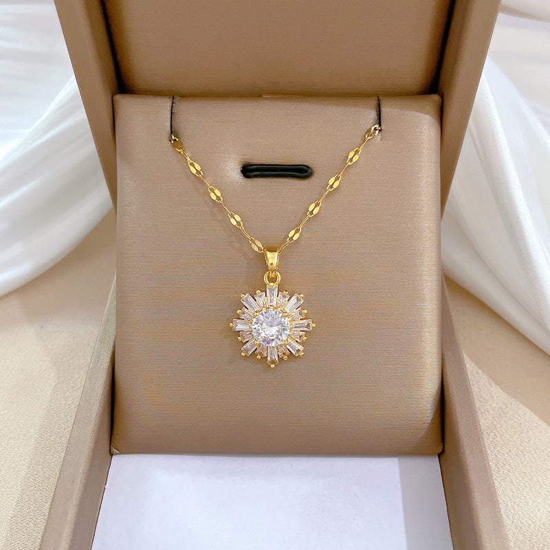 Moon Geometric Stainless Steel Electroplating Necklaces