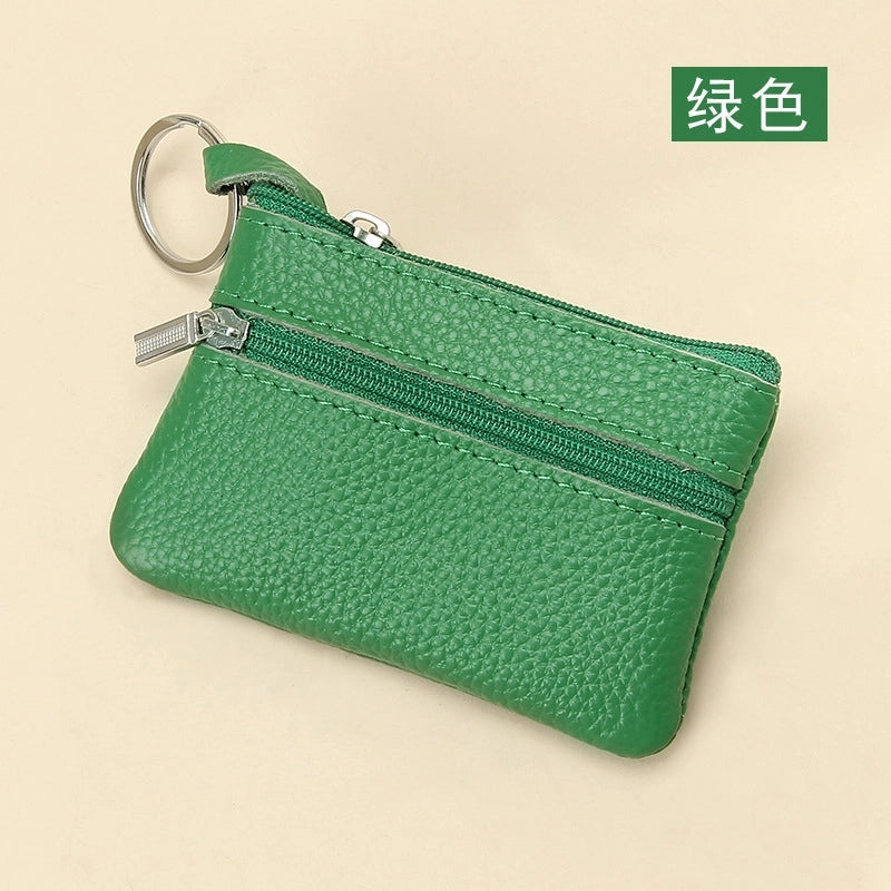 Women'S Solid Color Leather Coffee Royal Blue Apricot Zipper Wallets