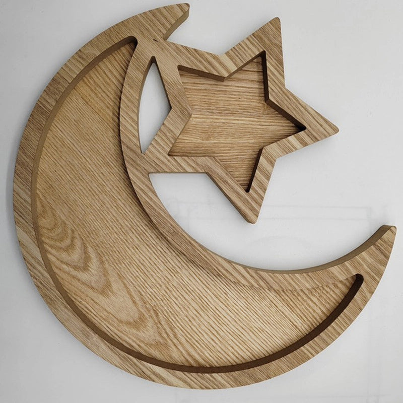 Minimalist Star Moon Wood 1 Piece Ornaments