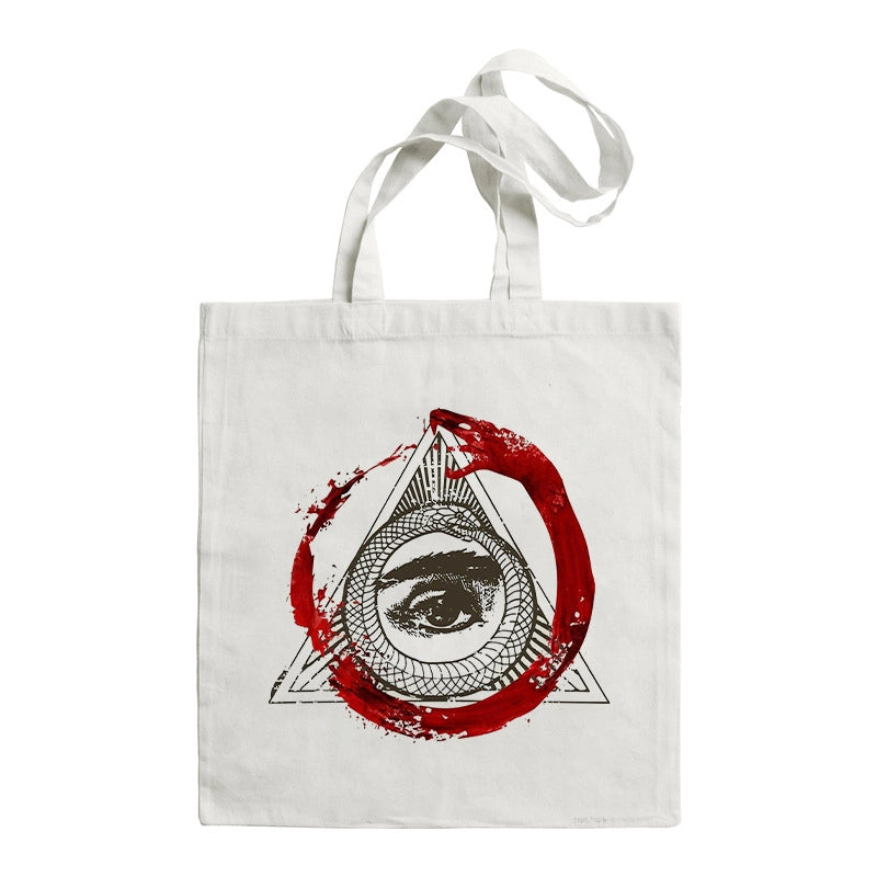 Unisex Large Canvas Devil's Eye Streetwear Square Open Tote Bag