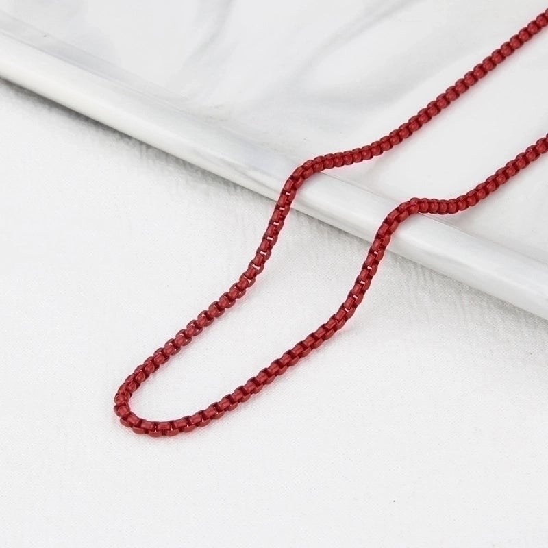 Casual Minimalist Solid Color Titanium Steel Stoving Varnish Necklace