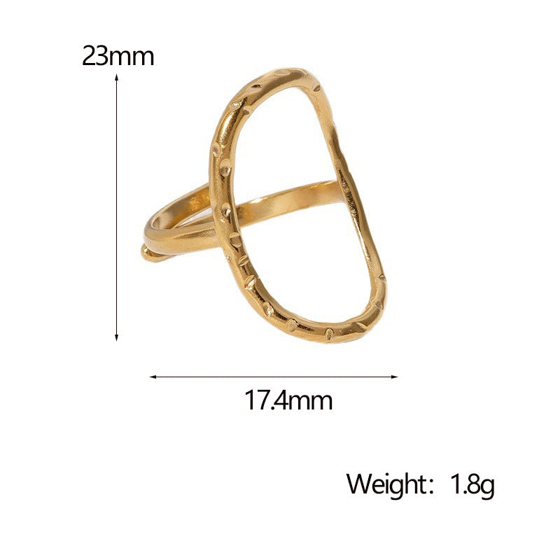 Simple Ins Simple Cold Style Open Ring Geometric Oval Personality Stainless Steel Ring Female