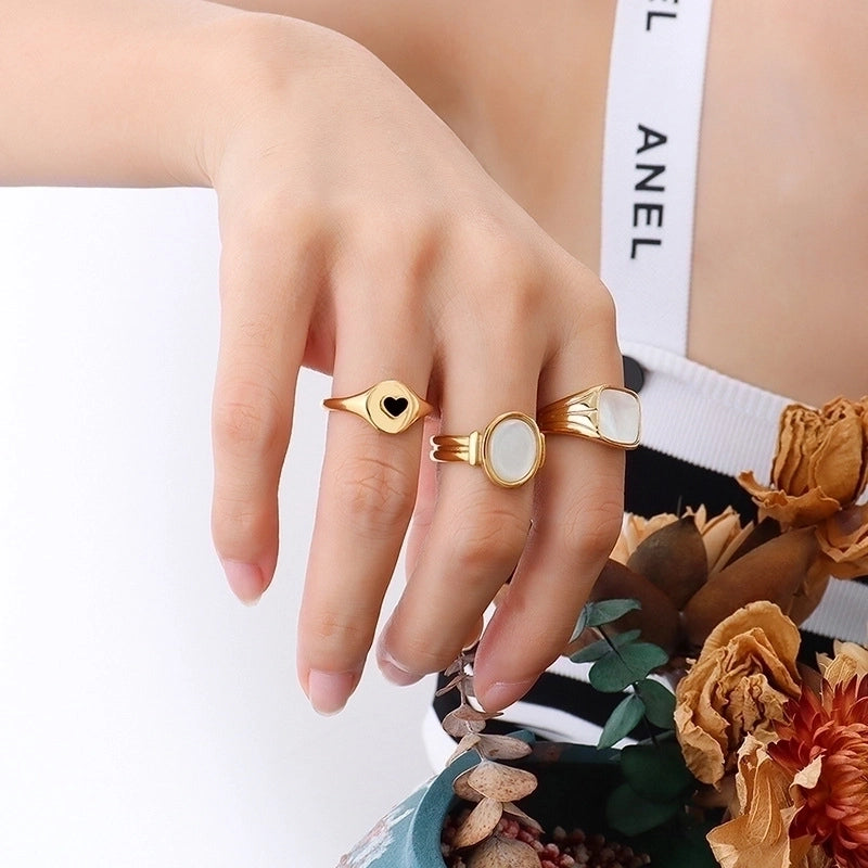 Lady Geometric 304 Stainless Steel No Inlaid 18K Gold Plated Plating