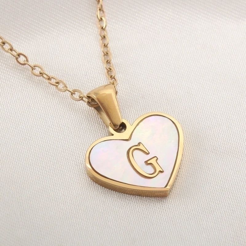 Casual Letter 304 Stainless Steel Shell Shell 18K Gold Plated Plating Inlay Pendant Necklace