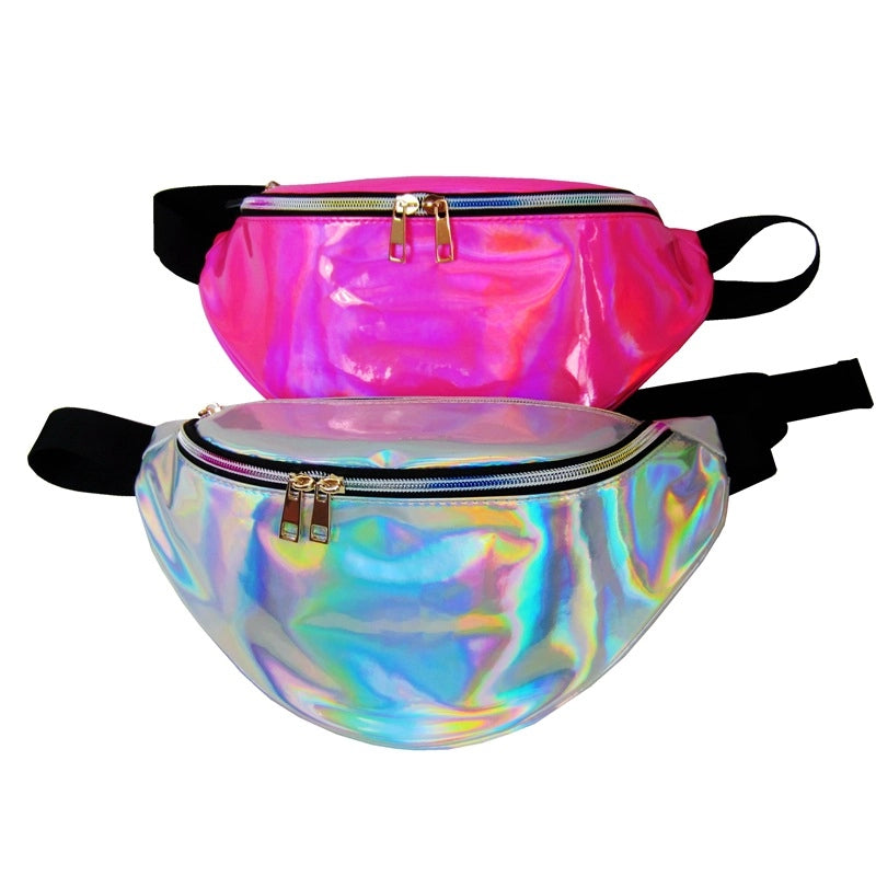 Ladies Waist Bag Running Outdoor Sports PU Colorful Laser New Shoulder Slung Chest Bag Men
