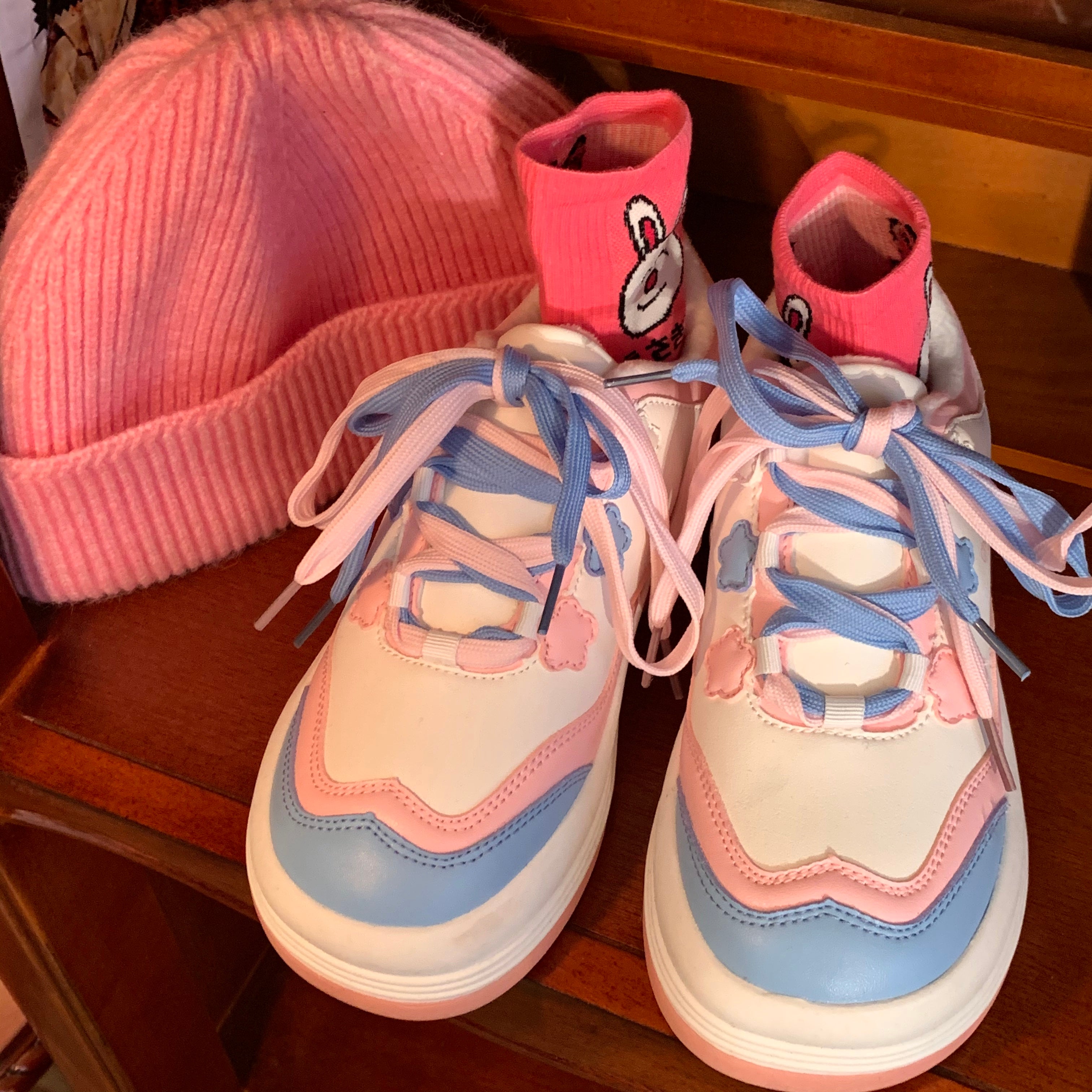 Pink casual sneakers KF82448