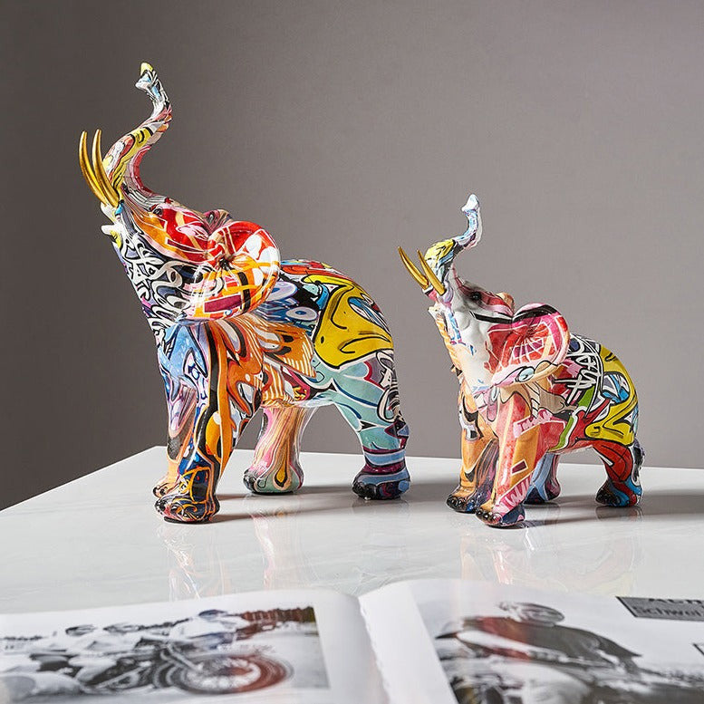 Elephant Nordic Painted Statue