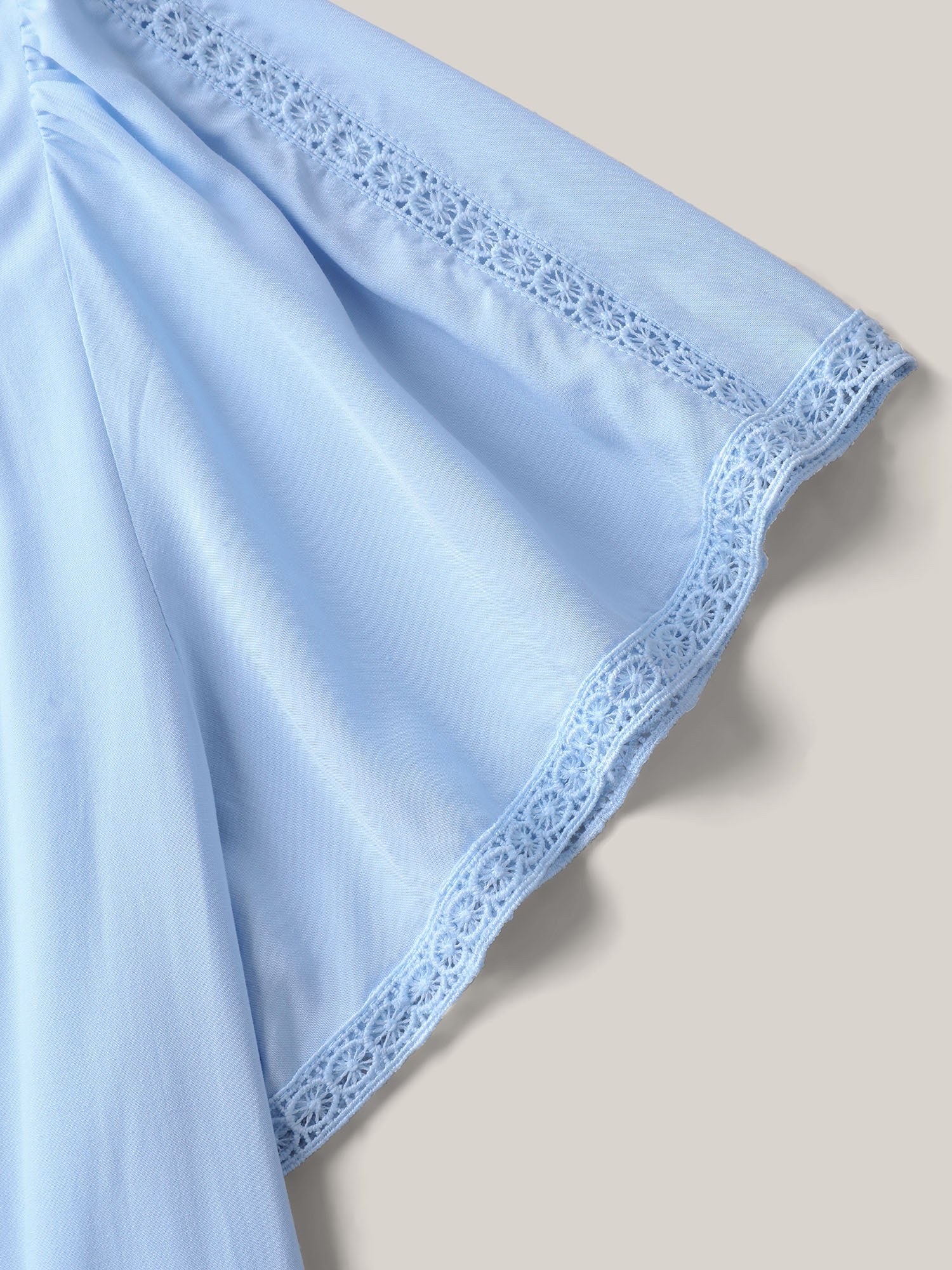 Rayon Lace Trim Spliced Blouse