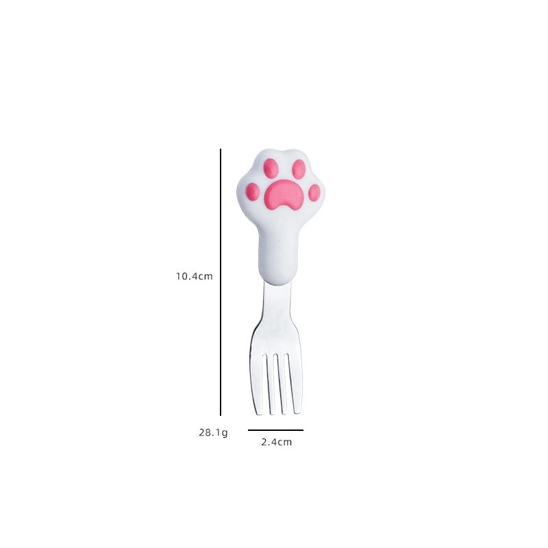 Cute Cat Stainless Steel Plastic Silica Gel Tableware