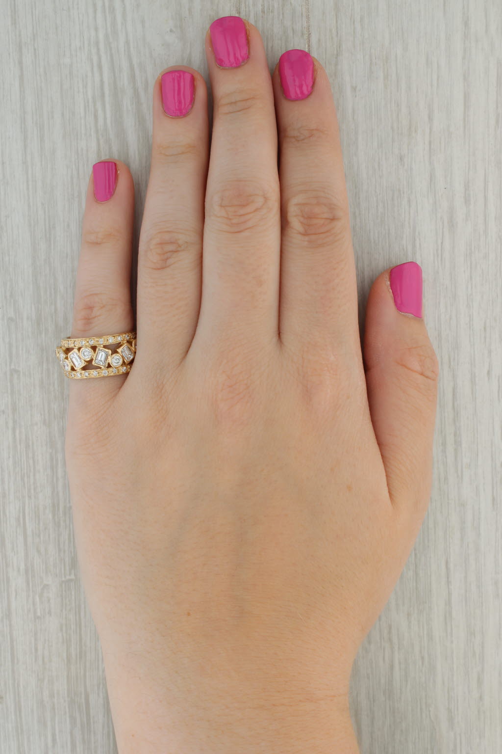 Sonia B 3.13ctw Diamond Abstract Ring 14k Yellow Gold Size 7.75 Wide Band