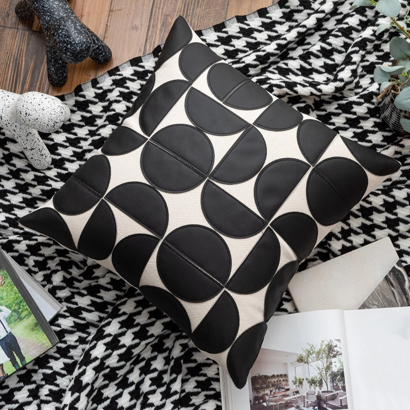 Classic Style Geometric Lattice Solid Color Pu Leather Pillow Cases Couch & Sofa Decor