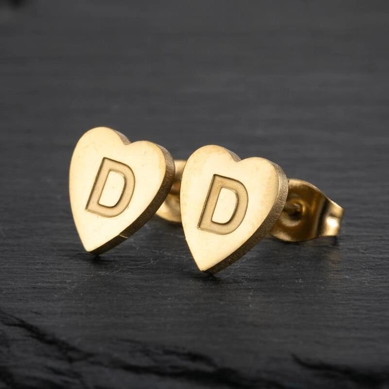 1 Pair Fashion Letter Heart Shape Plating 304 Stainless Steel 18K Gold Plated Ear Studs