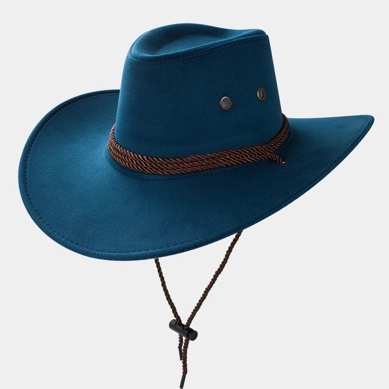 Cowboy Fedora Hat Big Brim Cowboy Hat Suede Outdoor Sun Hat Men's Riding Hat