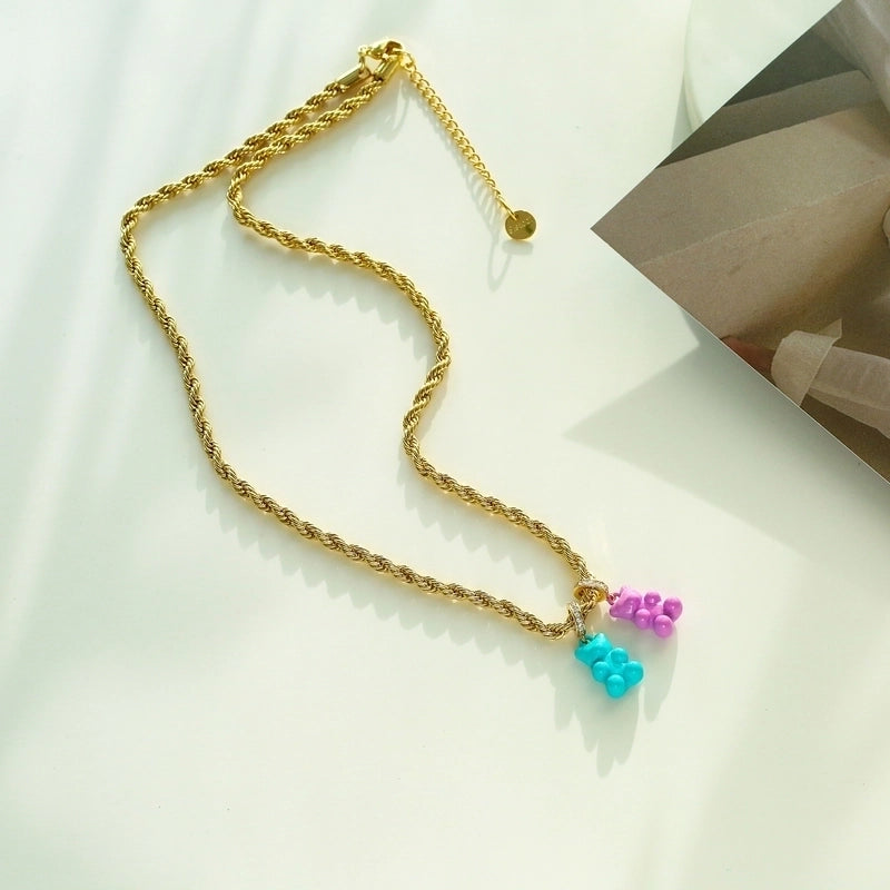 Jewelry Painted Bear Color Pendant Copper Jewelry Accessories Diy Jewelry Necklace Bracelet