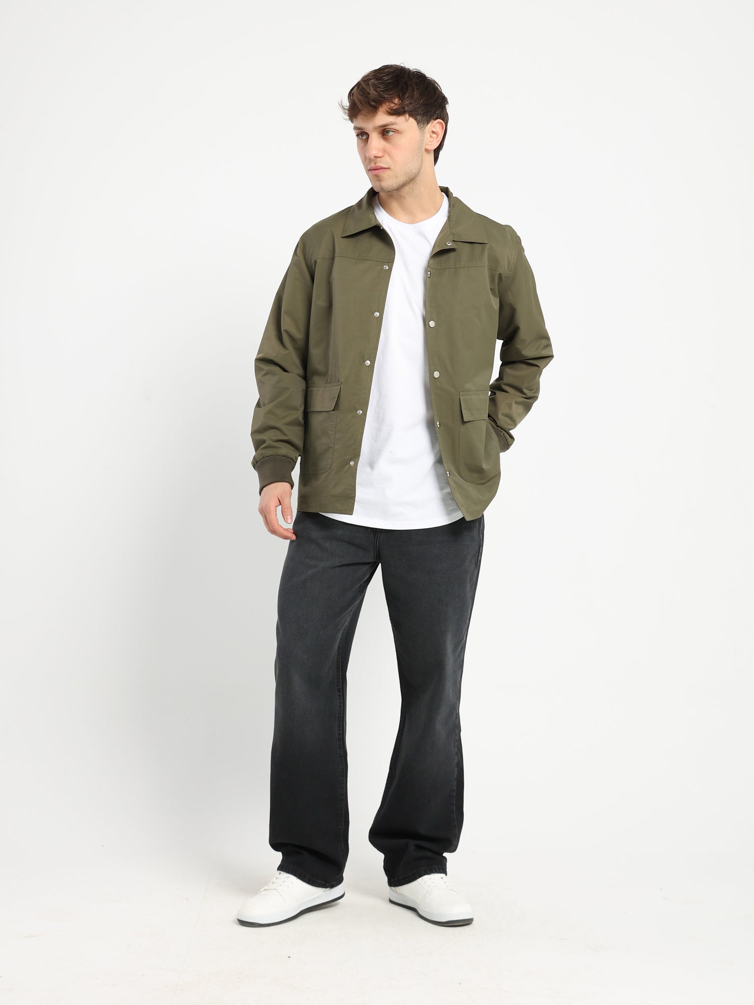 Oversized Jacket with Snaps and Large Pockets