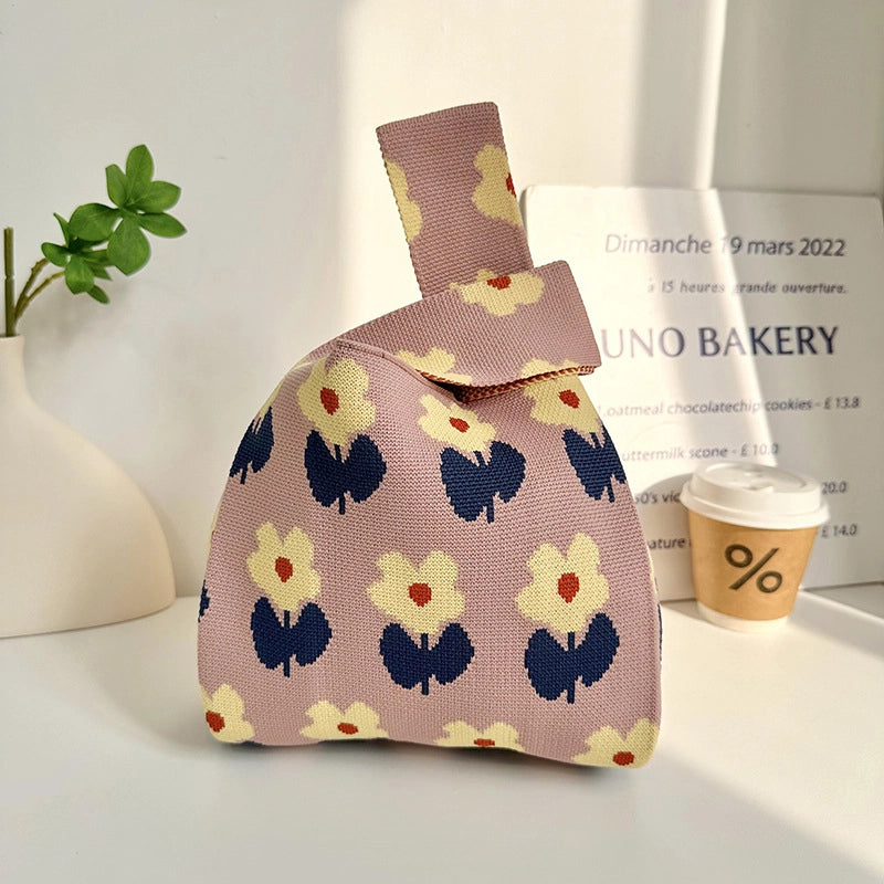Knitted Bag Tote Bag Women's New Fashion Casual Flower Handbag Vest Bag Casual Bag Fashion