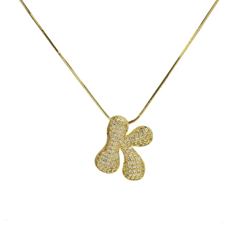 Minimalist Classic Style Letter Copper Plating 18K Gold Plated Pendant Necklace