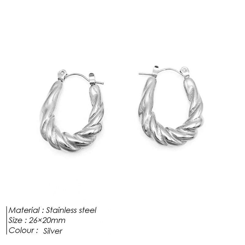1 Pair Minimalist Geometric Plating Stainless Steel 18K Gold Plated Hoop Earrings