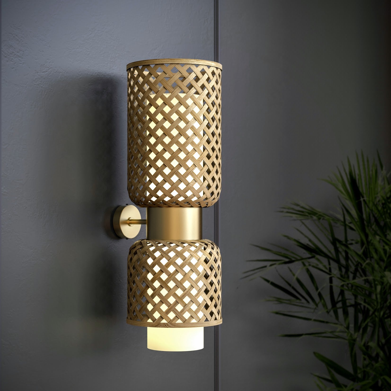 Metamorphosis Bamboo Wall Lamp Sconce CD: Handmade Home Lighting Restaurants Corner Decor [20cm/8in(Dia) X 62cm/24in(H)]