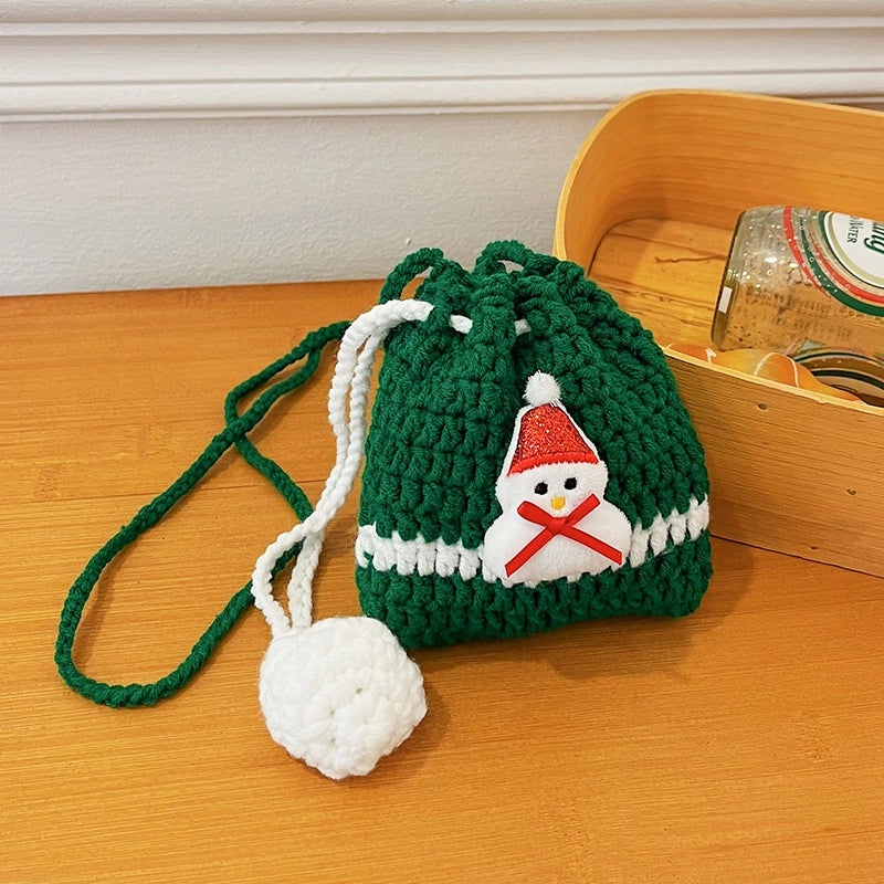 Women's Mini Yarn Color Block Vintage Style Classic Style Bucket String Bucket Bag