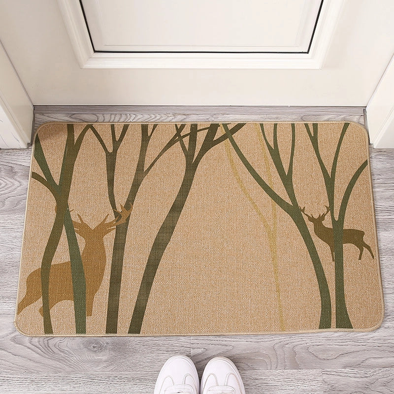 Imitation Saber Hemp Printed Rubber Floor Mat Rubber Bathroom Anti-slip Mat Absorbent Carpet Floor Mat Entrance Door Mat