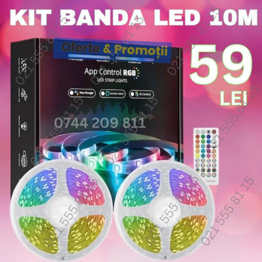 Banda 300 Led RGB de 5M X 2 BUCATI. cu telecomanda