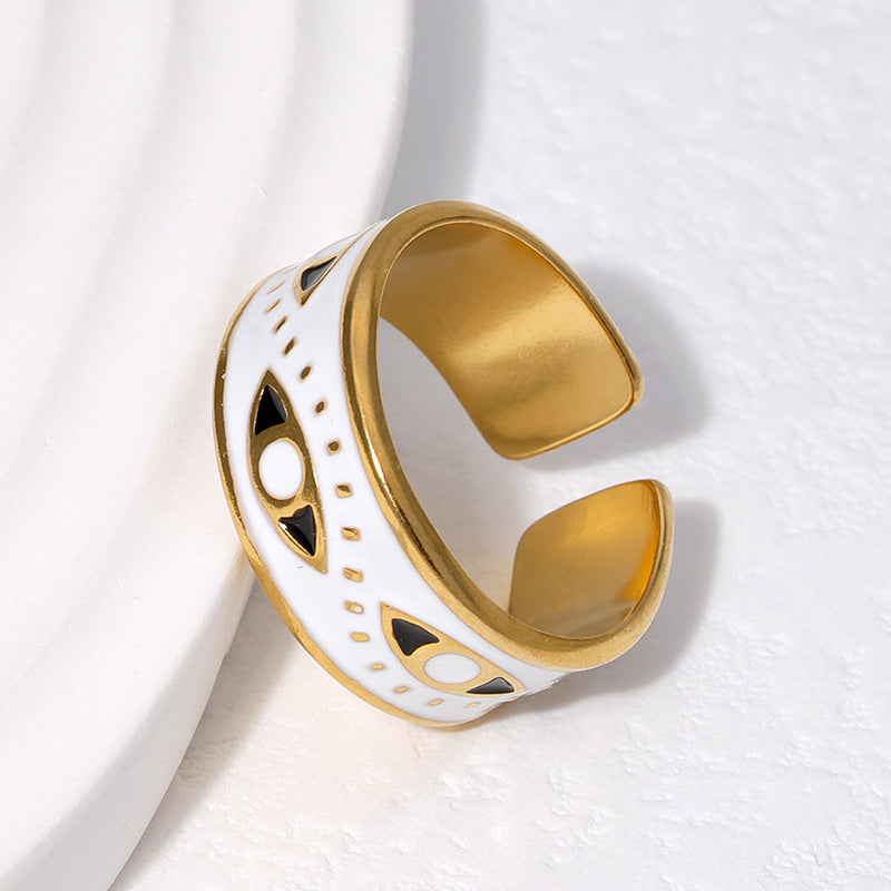 Open Ring Expressive Eye Stainless Steel Electroplating Rings