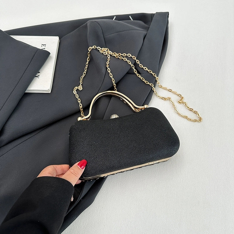 Silver Gold Black PVC Solid Color Sequins Square Evening Bags