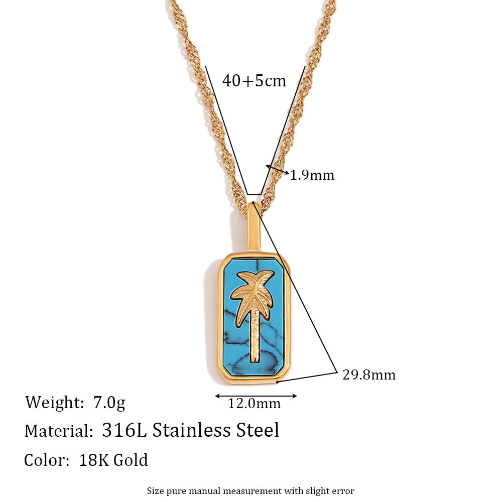 Fashion Quadrilateral Circle Geometric Stainless Steel 18K Gold Plated Necklaces