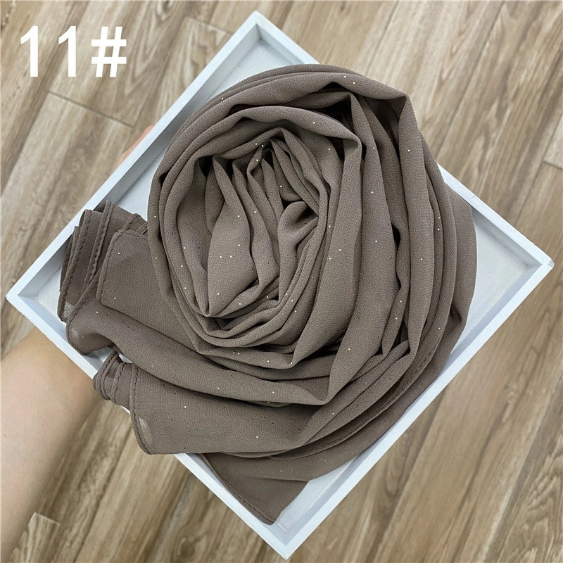 Solid Color Sprinkling Gold Pearl Chiffon Chiffon Fashion Sprinkling Gold Scarf Women's Toe Chiffon Glitter Scarf