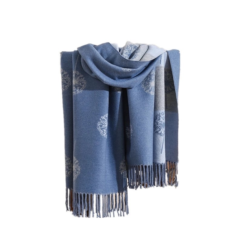 Ruibei Dandelion Cashmere Scarf Winter Thickened  Versatile Women's Warm Gift Double-sided Scarf