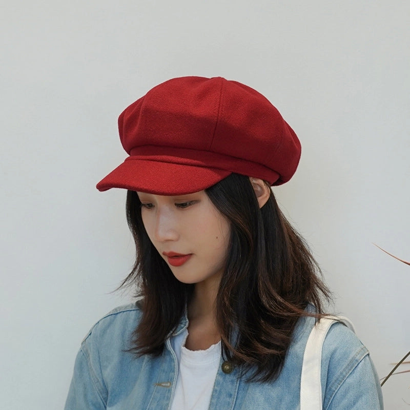 Hat Women's Autumn And Winter British Retro Painter Octagonal Hat Japanese Internet Celebrity Versatile Korean Style Street Fashion Peaked Beret