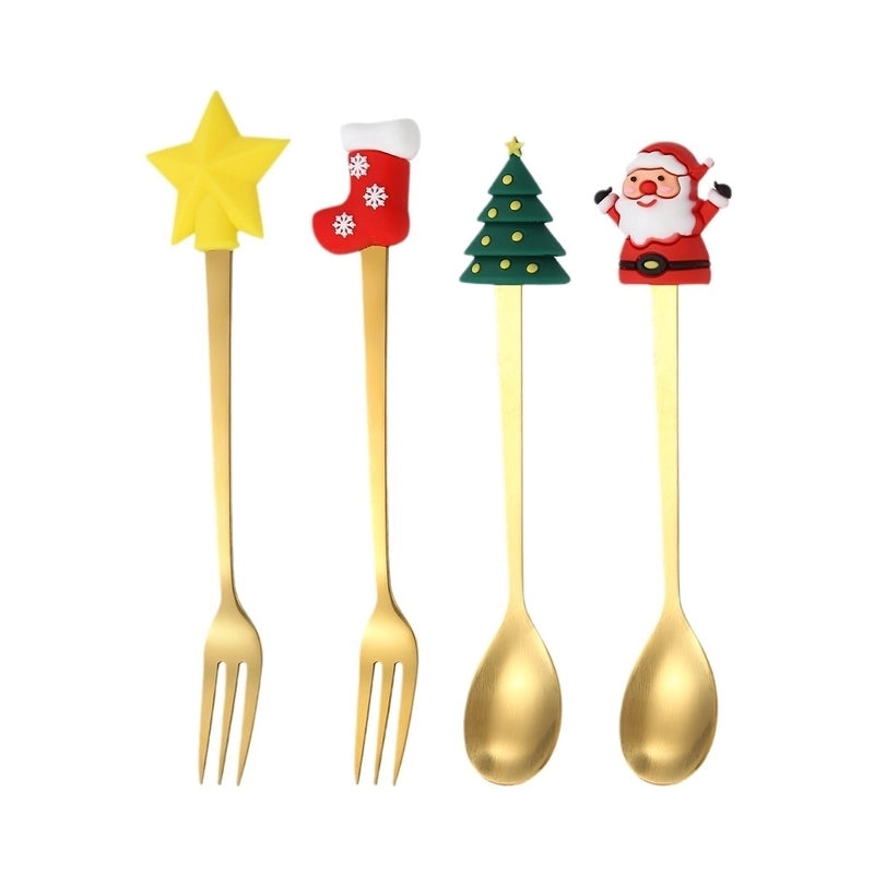 Christmas Cute Cartoon Stainless Steel Tableware 1 Set