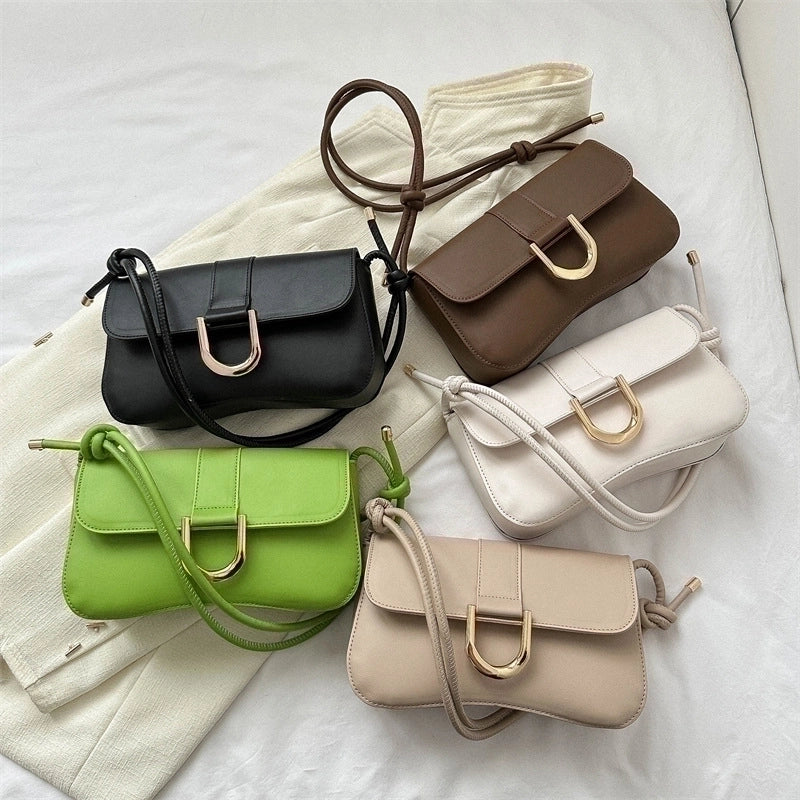 Women's Small Pu Leather Solid Color Streetwear Square Magnetic Buckle Shoulder Bag