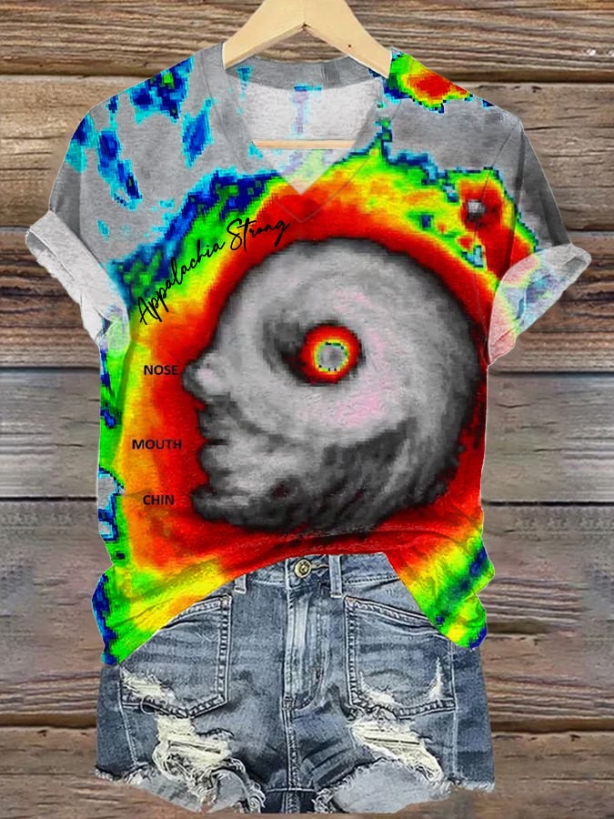 Women's Hurricane Abstract Printed Casual T-Shirt