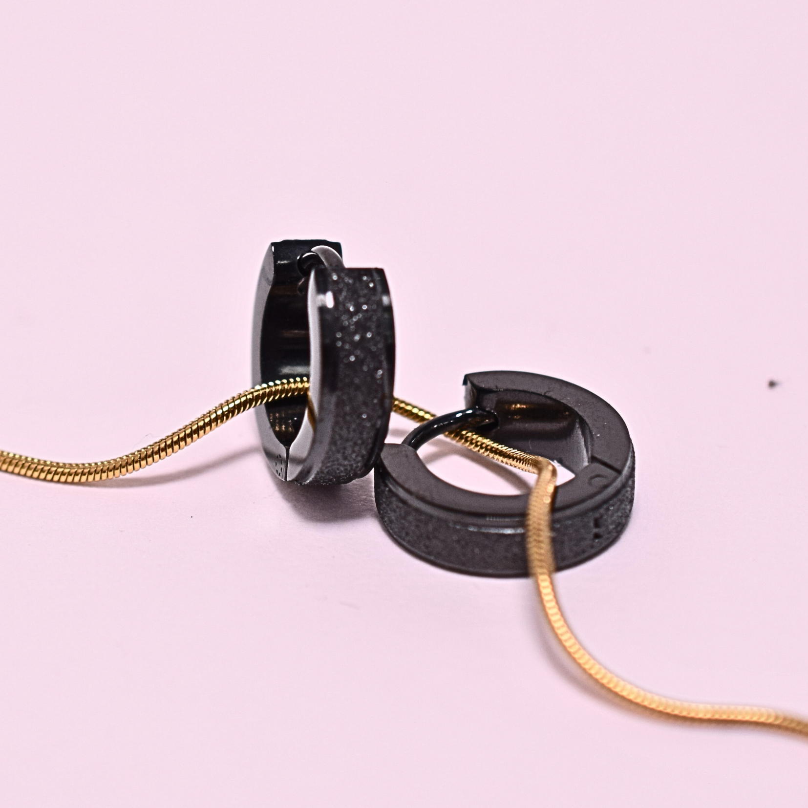 10mm Chunky glitter hoops - Black