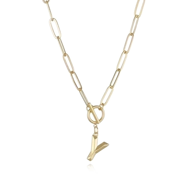 Copper 14K Gold Plated Fashion Plating Letter Pendant Necklace