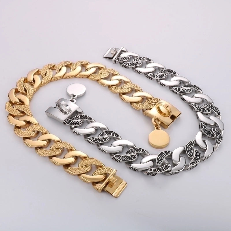 30mm Stainless Steel Cuban Chain Hip Hop Style Largepet Dog Collar