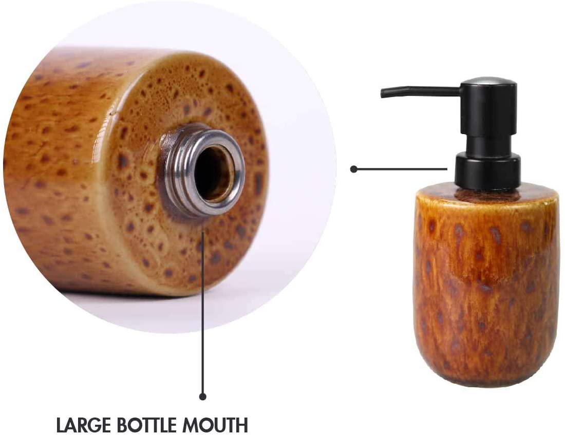 Ceramic Hand Soap Dispenser Pump Bottle. Leopard Ceramic Refillable Lotion Dispenser for Kitchen. Bathroom Countertops. Washroom and Sink(300ml/10oz)