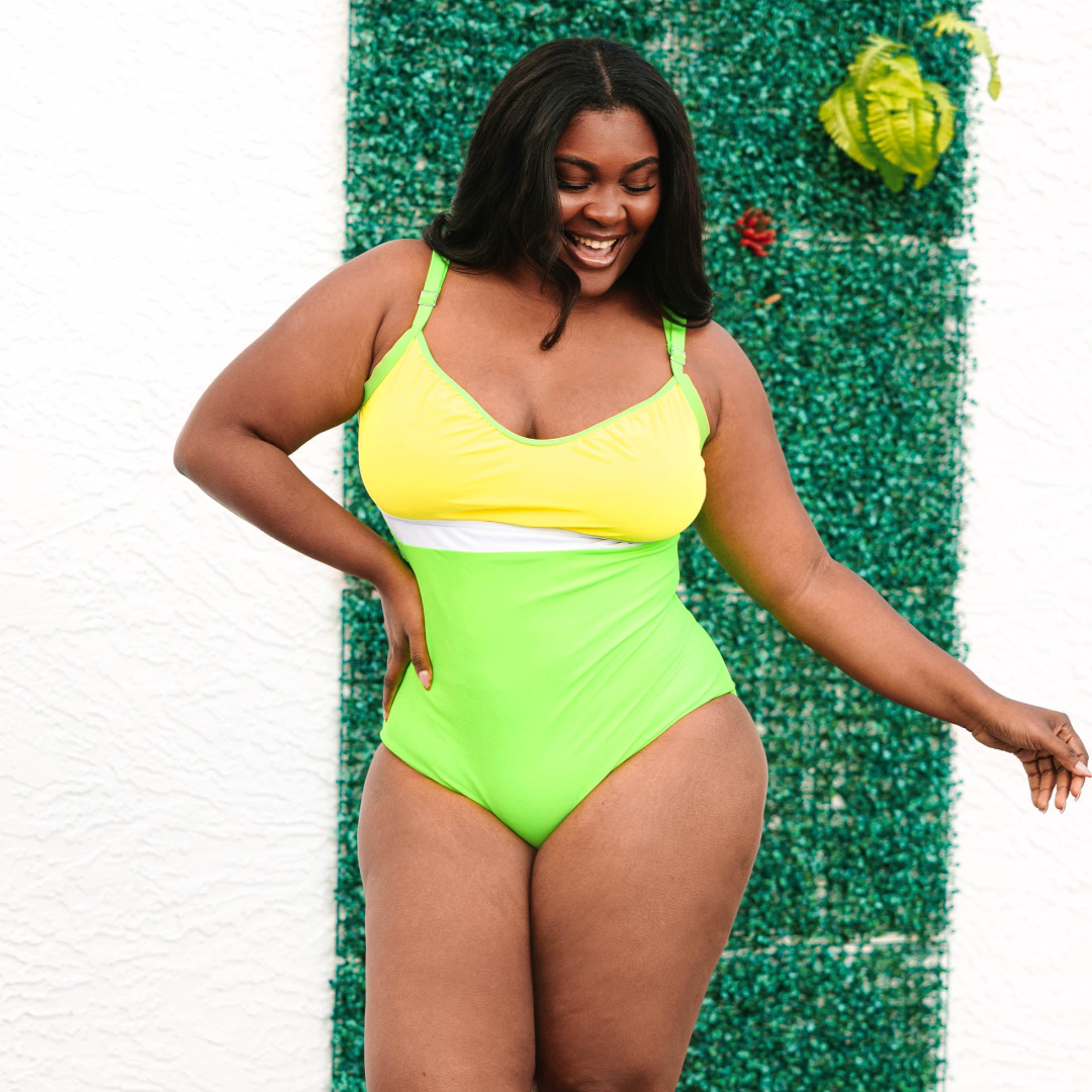 Caribbean Crush Swimsuit. Yellow-Green