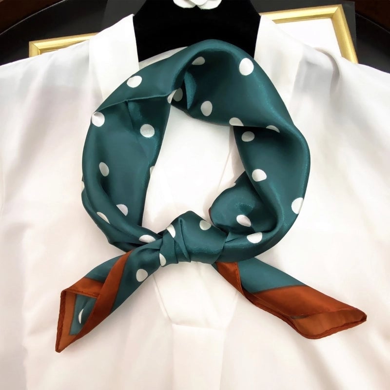 Women's Streetwear Polka Dots Satin Printing Silk Scarf